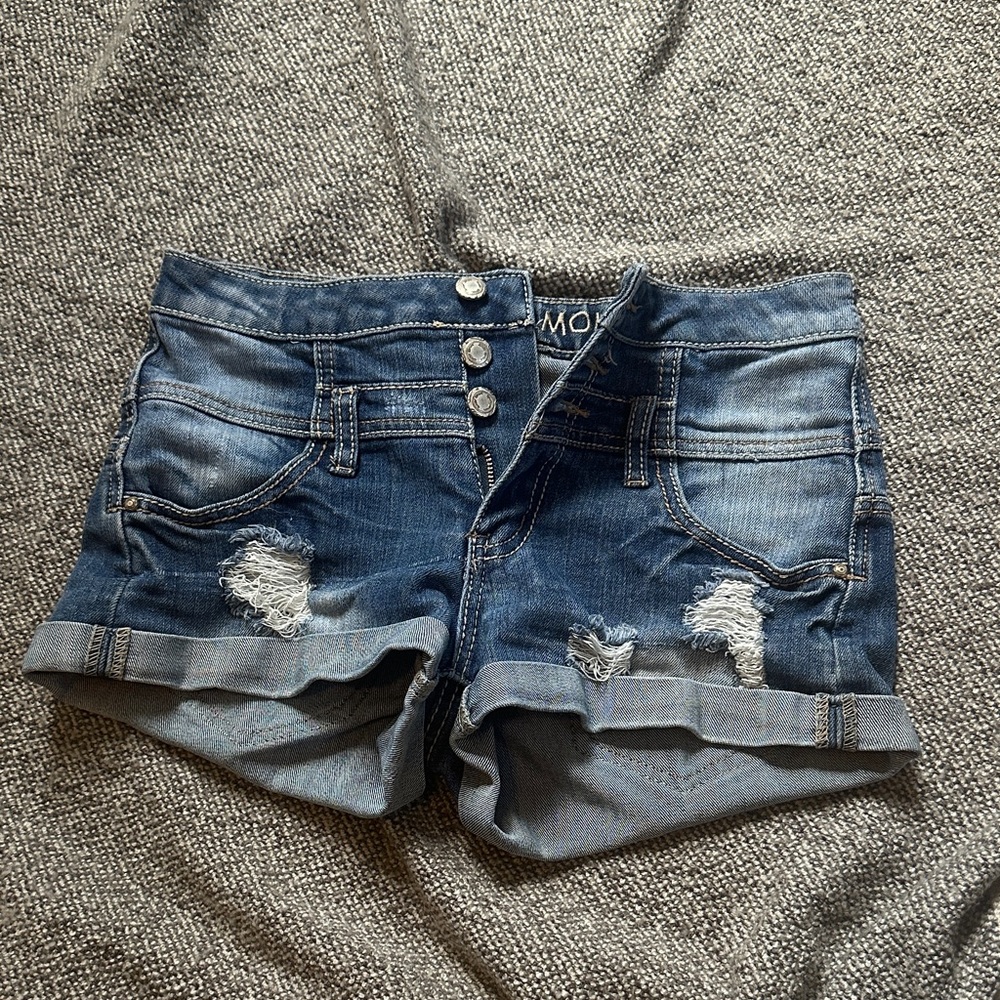 Almost Famous Blue Distressed Jean Shorts